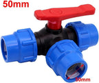 PVC Ball Valve,Ball Valve,Water Switch, 1/2" 3/4" 1" 2" Plastic 3 Way Ball Valve, T Type PE Quick Connect Pipe Quick Connector 20/25/32/40/50/63mm, 1pcs(Black,50mm) - Image 2