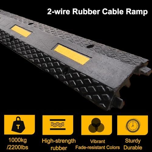 2pcs Hose Cable Protector Ramp, 2 Channel Rubber Hose Protector Over Driveway, Speed Bumps for Road, 2200lbs Capacity for Wire/Hose/Pipe Hider(100x15x3cm/39x6x1.2in) - Image 3