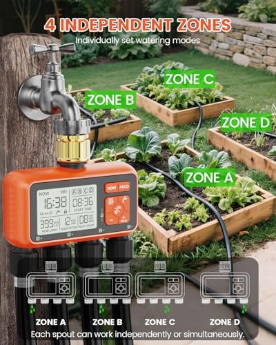 Sprinkler Timer 4 Zone with Brass Inlet Water Timer for Garden - Image 3