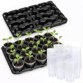 homenote 5 Pack 20 Cell Seed Starter Trays with 100 Clear 3 Inch Plant Pots by HOMENOTE