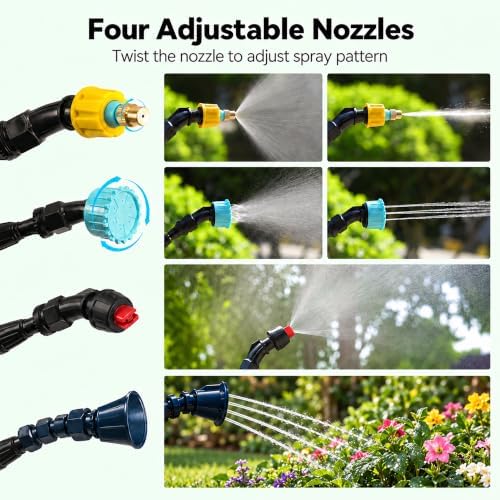 Electric Plant Waterer, High Reach Telescopic Watering Wand with 3 Speeds, 4 Spray Nozzles, 2400mAh Rechargeable Battery, Battery Powered Sprayer Wand for Indoor Outdoor Plants - Image 6