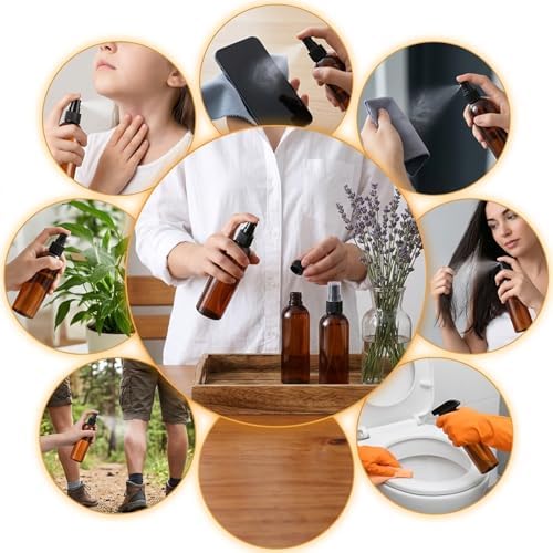 Fumusae 26 Pcs 8 oz Spray Bottles Fine Mist Cleaning Bottles, Amber Empty Plastic Travel Sprayer, Refillable Liquid Containers for Liquid Hair Oil Shampoo Lotion (8 oz,Amber) - Image 7