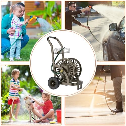 GOFORWILD Heavy Duty Steel Garden Hose Reel Cart with Wheels - Image 5