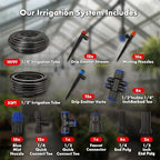 Drip Irrigation System 230FT Quick-Connect Drip Irrigation Kit with 1/4 inch 1/2 inch Irrigation Tubing Hose and Accessories for Lawn Raised Bed Greenhouse Plant Watering System - Image 2