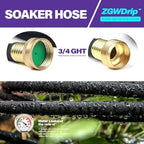 100FT 1/2" Water-Saving Soaker Hose with Solid Brass Connectors, Drip Irrigation Kit for Lawn & Landscaping with Metal Ground Stake & Accessory Kit - Image 3