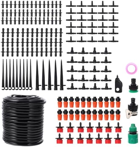 Automatic Drip Irrigation Kit for Garden Outdoor Plants, 15m DIY Micro Drip Irrigation System with Tubing and Emitters, Automatic Watering System for Lawn and Greenhouse by Unknown