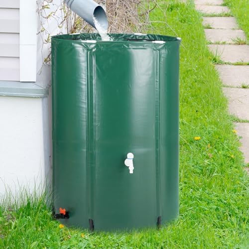 Rain Barrel Water Collector, 100 Gallon Folding Rainwater Barrel with Mesh Cover, Rainwater Collection System with Spigot & Hose Connection, Collapsible Water Storage Container for Garden, Green by WZONICE98