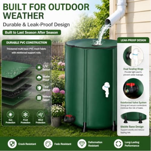 Collapsible Rainwater Barrel Water Tank, Reinforced Water Collection Barrel - Image 6