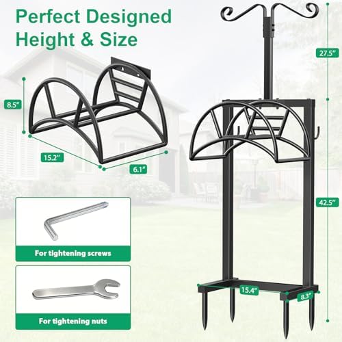 TomCare Garden Hose Holder, 4 Spikes Hose Stand for 160FT Outdoor Hose - Image 6