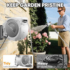 Retractable Garden Hose Reel, 1/2" x 150FT Heavy Duty Auto Hose Reel Wall Mounted, Upgraded UV Resistant with 10 Pattern Nozzle, Any Length Lock & Slow Return System,180°Swivel Bracket,Light Grey - Image 3