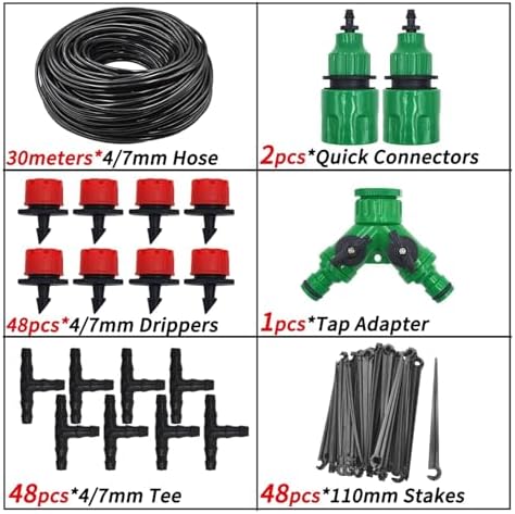 Ship accessories 5-100m Garden Watering Hose 4/7mm PVC Micro Irrigation Pipe Drip Irrigation Tubing Sprinkler 1/4'' Lawn Balcony Greenhouse Irrigation accessories(KIT001-30M) - Image 2