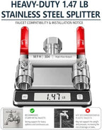 MFH 2-Way Garden Hose Splitter, 304 Stainless Steel, Red - Image 7