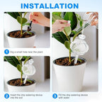M METERXITY 2-Pack Plant Watering Globes, 9.8 Inch Plastic Self Watering Planter Insert with 2 Stoppers for Indoor/Outdoor Plants, Self Water Devices [Transparent] - Image 5