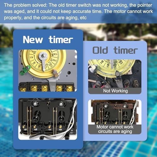 T104R Mechanical Timer Switch, 208–277 VAC 40 Amp,Pool Pump Switch, 24 Hour 12 ON/Off for Pump, Heavy Duty Pool Timers Outdoor, Timer for Pump Lights HVAC Systems, 5 Years Warranty - Image 6