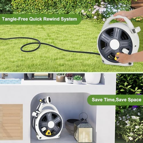 Retractable Garden Hose Reel, 1/2” x 60 ft Portable Hose Reel - Image 4