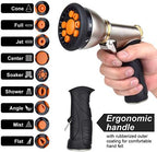 Garden Hose Nozzle Sprayer Gun, 9 Adjustable Watering Patterns, Heavy Duty Metal High Pressure Water Gun, Comfort Grip Gardening Watering Tool for Car Washing, Watering Lawn, Pet Shower, Road Cleaning - Image 5