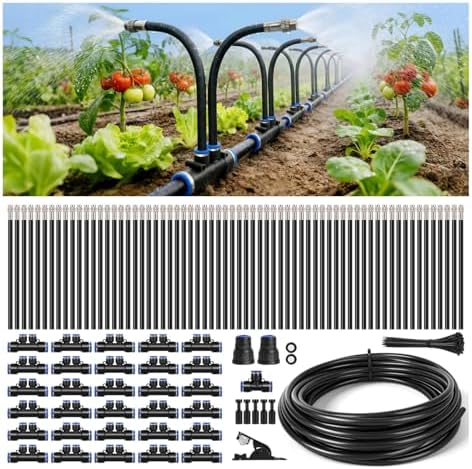 100FT High-Flow Irrigation System for Garden, 12mm Main Tubing, 60 Nozzles by Unknown