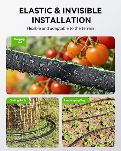 RAINPOINT 1/2'' Soaker Hose 50ft for Garden, Drip Irrigation Hose, Water Seeper Soaker Hoses for Foundation Watering, Save 80% Water for Vegetable Gardens, Flower Beds, Lawns, Orchards, Green - Image 4