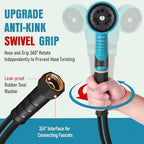 Garden Hose 100 ft x 5/8" with Nozzle, Water Hose Heavy Duty Flexible, Lightweight Kink-less Hybrid Hose with Swivel Handle, Male to Female Fittings (Blue, 100FT) - Image 5