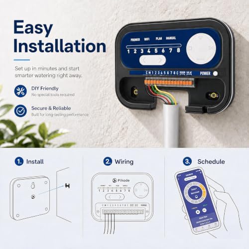 8 Zone Smart Sprinkler Controller, WiFi Irrigation Timer with App Remote Control, Weather-Based Automatic Watering, Customizable Schedules & Seasonal Adjustment for Lawn and Garden - Image 6
