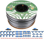 500FT 5/8" Drip Tape Irrigation Kit, 16 Mil Heavy Duty with 6" Emitter Spacing, Silver Reflective Drip Tape Helps Prevent Pecking & Biting Damage, Heat-Safe for Seedlings, Reinforced PE Material by DarkTank