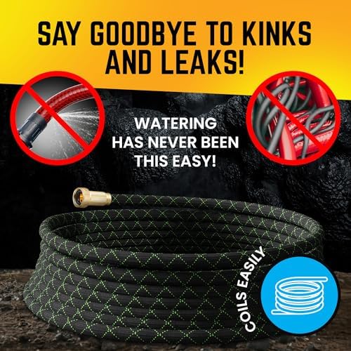 PowerFlow Metal Garden Hose, 75 Ft Non-Expandable Water Hose, Black - Image 2