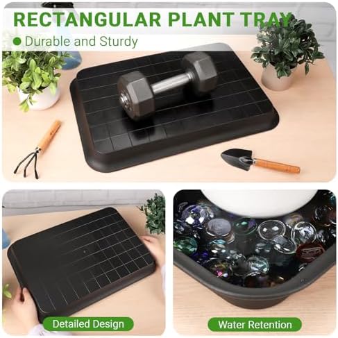 GREANER 20 Inch Plant Trays, 3Pcs Black Pebble Tray for Plant Humidity, Planter Trays and Saucers for Indoors and Outdoors Use - Image 4