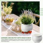 Suclain 2 Pcs African Violet Pots, 6.5 Inch Self Watering Pots for Indoor Flowers and Plants Ceramic Easy Self Watering Plant Pot with Highly Absorbent Inner Planter Pot for Tropical Plants(White) - Image 4