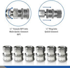 Essential Washer Stainless Steel ¼” Quick Connect Female NPT | Pressure Washer Quick Connect Fittings | 5000 PSI | Set Of 6 - Image 4