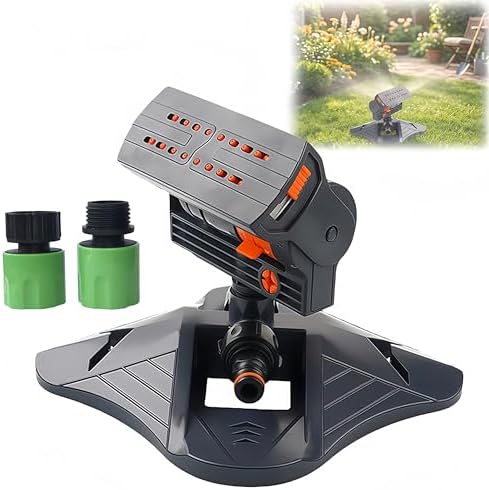 2026 Upgraded 16-Nozzle Oscillating Sprinkler, Automatic Rocking Sprinkler, Turbo Orbit Mist Sprinklers System for Lawn Garden Yard Watering (Weight Base) by Unknown