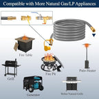 3/8" ID Natural Gas Hose, 12FT Low Pressure LPG Hose with Quick Connect, Propane to Natural Gas Conversion Kit for Weber, Char-broil, Pizza Oven, Patio Heater and More NG Appliance - Image 6
