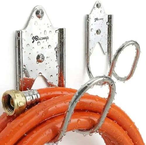 JBscoop Stainless Steel Garden Hose Hanger (Set of 2), for Garden Hose Holder, Rust Free Hose Holder Wall Mount, Heavy Duty Wall Mount Hose Hanger by JBscoop