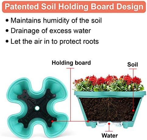 GameXcel Vertical Planter Tower - 4 Tier Stackable Garden Planters with Wheels and Tools Plant Pots for Strawberry Herb Flower and Vegetable Indoor Outdoor Use Teal - Image 3