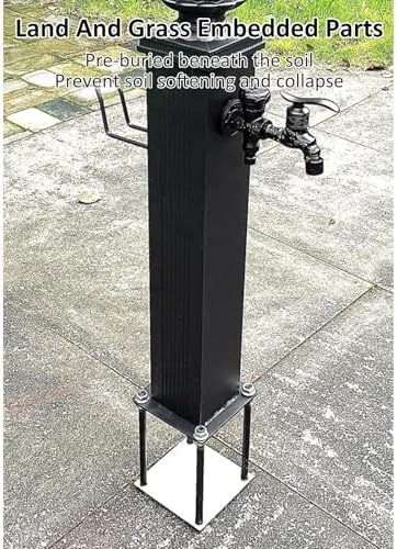 Outdoor Faucet Column Column Garden Water Faucet Decorative Courtyard Post with Dual Water Outlet Floor Mounted Feature for Irrigation Washing(116cm/45.67in) - Image 6