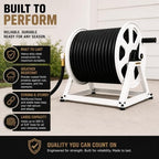 Dual Floor and Wall Mounted Garden Hose Reel, Holds 200ft of Water Hose, Heavy Duty Metal Hose Reel, Space Saving Hose Reel Organizer for Yard, Garage & Shed (White) - Image 6
