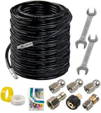 Hourleey Sewer Jetter Kit for Pressure Washer 200FT, Drain Cleaner Hose 1/4 Inch NPT, Orifice 4.0 Button Nose and Rotating Sewer Jetting Nozzle Spanner Tape Pearl Corsage Pin, 4000 PSI by Hourleey