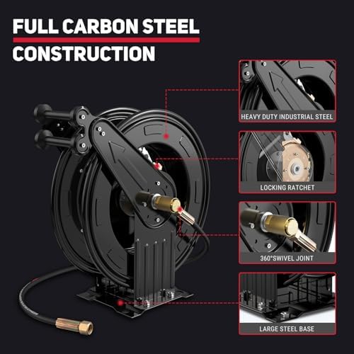 Pressure Washer Hose Reel 3/8" x 50 ft, Retractable Reel Only - Image 4