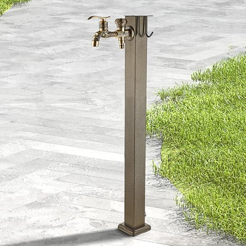 Antique Stainless Steel Garden Water Column with Faucet, Outdoor Anti-Freeze Floor Mount Water Tap with Garden Hose Holder Freestanding(B-80cm/31.5in) by Unknown