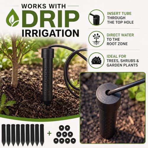 Junkin 15 Pack 8 Inch Large Deep Root Watering Stake, Black 15 - Image 3