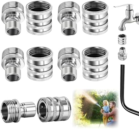 5 Pack 2026 New Stainless Steel Garden Hose Quick Connect Fittings, Quick Release Connect Fitting sets, 1/2 to 3/4 Inch GHT Garden Hose Adapter, Heavy Duty Water Hose Connector for Hoses and Sprayers by AlmightyTools%C2%AE