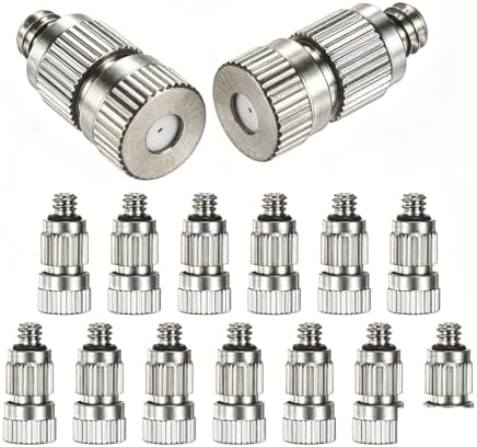 50pcs High Pressure Misting Nozzles Brass Mister Nozzle for Outdoor Cooling Systems Garden Plant Watering Devices Spray Mister 2 sections Aperture0.1mm by Unknown