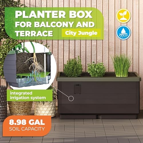 BioGreen Raised Garden Bed City Jungle | 8.98 gal | 13“ x 24“ x 13“ | Including Water Tank | Self-Watering Planter Box | Ideal for Balcony/Terrace - Image 3
