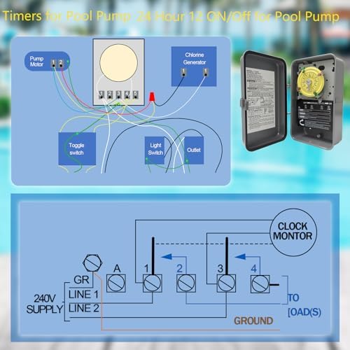 T104R Mechanical Timer Switch, 208–277 VAC 40 Amp,Pool Pump Switch, 24 Hour 12 ON/Off for Pump, Heavy Duty Pool Timers Outdoor, Timer for Pump Lights HVAC Systems, 5 Years Warranty - Image 5