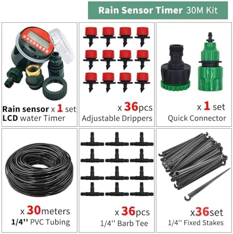 Garden Supplies 50M-5M DIY Drip Irrigation System Automatic Watering Garden Hose Micro Drip Watering Kits with Adjustable Drippers Nozzle(KIT004-30M) - Image 2