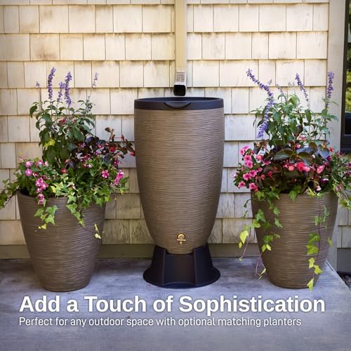 RTS Home Accents 50-Gallon Newport Rain Barrel with Stand and Removable Lid, Sandstone Color - Image 6