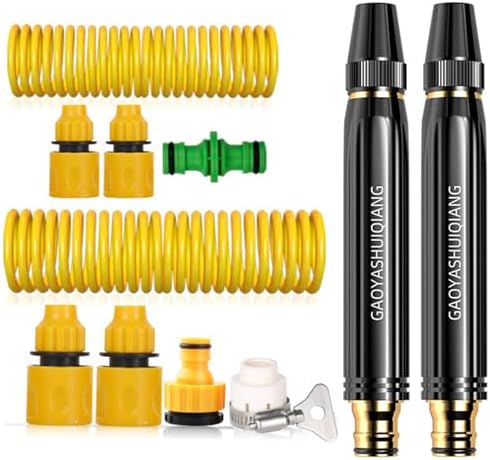 High Pressure Hose Nozzle Sprayer, Home High-Pressure Car Wash Water Gun with Booster Nozzle and Hose, Jet Nozzle Power Washer for Garden Hose for Plant Watering Lawn Car (E) by Unknown