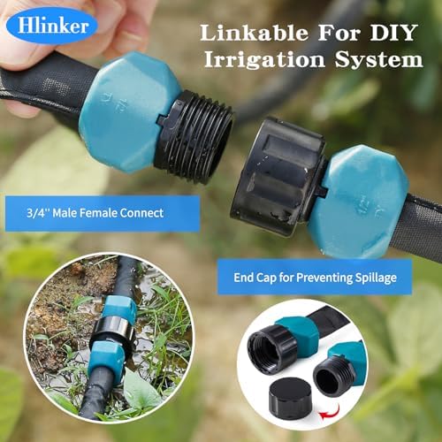 Hlinker 2026 Flat Soaker Hose 75 ft with Stake for Garden, Linkable Drip Hose Diy Automates Garden Irrigation System Saving 84% Water, Dual-layer Leak-free Design Water Hose with Holes - Image 3