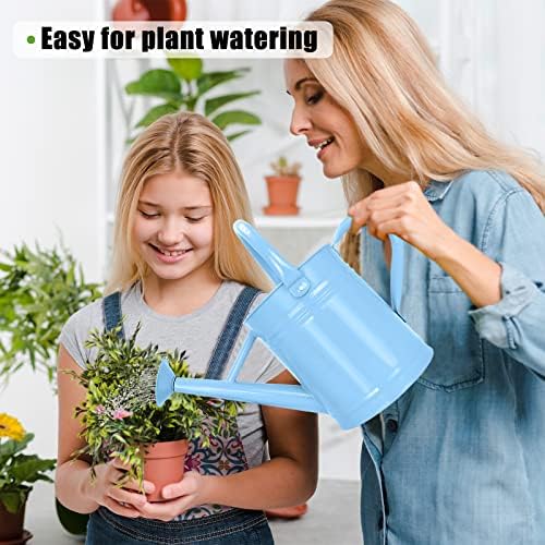 Metal Watering Can (1 Gallon) for Outdoor&Indoor Plants with Free Small Watering can for Kids, Plant Watering Can with Removable spout, Perfect for Garden Flower, Houseplants, (Light Blue) - Image 6