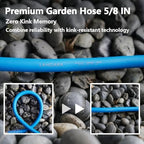 Heavy Duty Premium Garden Hose 125ft x 5/8", 300PSI Working, 1000PSI Burst, Hybrid Rubber Water Hose with Transparent Swivel Handle - Hot/Cold Water - Five Layered Braiding with Brass fittings (Blue) - Image 3