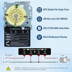 T104M 24-Hour Mechanical Timer Mechanism, Pool Timer,208-277V DPST - Image 2
